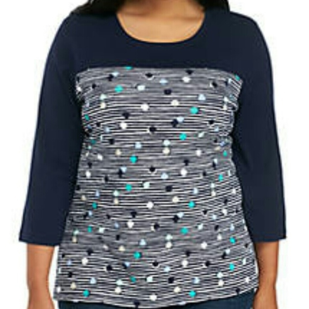 Kim Rogers Blue Curvy 3/4 Sleeve Tunic NWT sz 1X